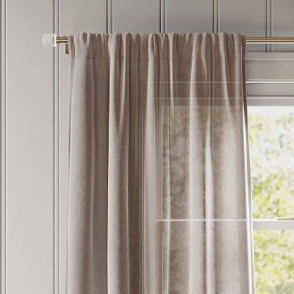Threshold - 54"x108" Light Filtering Textural Sheer Curtain Pa Brown - Picture 1 of 4